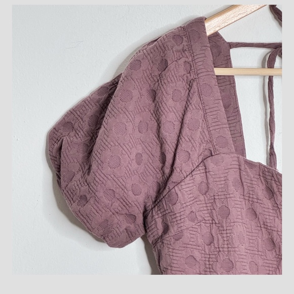 NWT Madewell Dress Empire Waist Puff Sleeve Baby Doll Dress Smoked Plum Size Med - Picture 6 of 15